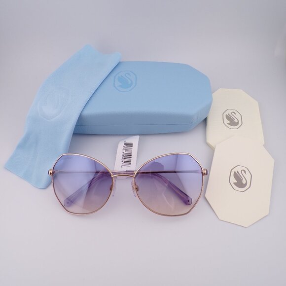 Swarovski Crystal Teardrop Detail Butterfly Shades Rose Gold Violet Sparkle 57mm main image 14